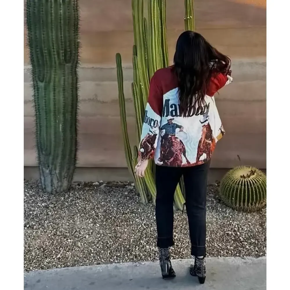 Marlboro Cowboy Tapestry Zip Jacket Western Graphic Size Medium - Picture 6 of 9